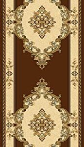 PlanetRugs Glamour Design 206 3D Hand Carved Traditional Rug Oriental Floral 7'9''x10'8'' Brown Chocolate