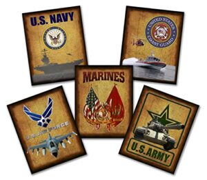 military 5 pack patriotic tribute to all 5 branches – wall art – 8″ x 10″ – unframed – makes people stop in respect (military 5 pack 8″ x 10″)
