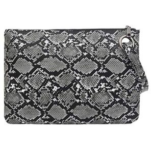 yaosen women snakeskin pattern envelope clutch pu leather handbag purse (black)
