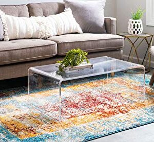 Unique Loom Rosso Collection Traditional, Medallion, Distressed, Bohemian, Vintage, Southwestern Area Rug, 4 ft x 6 ft, Multi/Blue