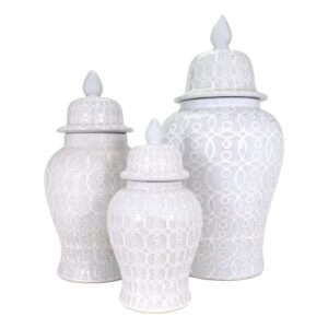 TIC Collection Hand Crafted and Hand Painted Ellery Jar, Multi-Tonal Shades of Cream, Taupe, & Gray