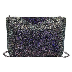 goclothod handbag diamond lattice shoulder bag fashion chain crossbody purse for women (black)