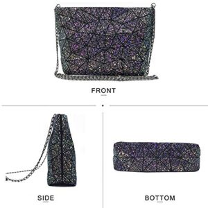 Goclothod Handbag Diamond Lattice Shoulder Bag Fashion Chain Crossbody Purse for Women (Black)