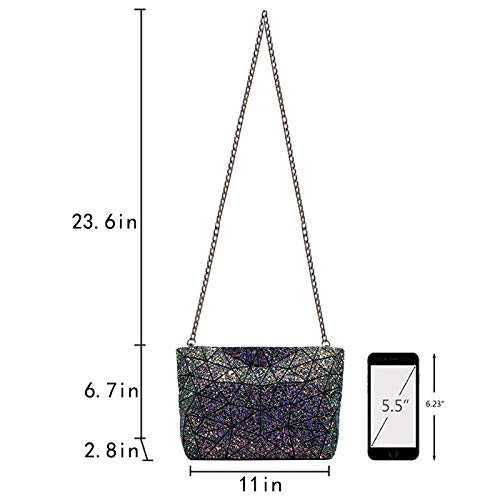 Goclothod Handbag Diamond Lattice Shoulder Bag Fashion Chain Crossbody Purse for Women (Black)