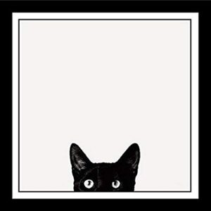 buyartforless work framed curiosity cat by jon bertelli 11×11 art print poster wall decor black and white photograph of kitty kitten peeking