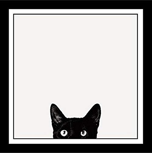 Buyartforless Work Framed Curiosity Cat by Jon Bertelli 11x11 Art Print Poster Wall Decor Black and White Photograph of Kitty Kitten Peeking