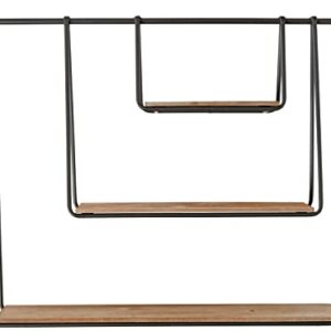 KALALOU Wood and Metal Triple Hanging Shelf, One Size, Gray