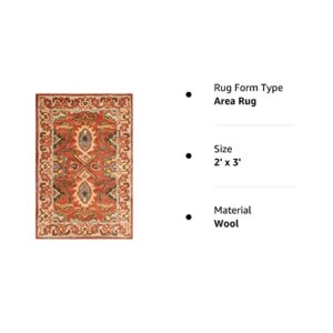 SAFAVIEH Heritage Collection 2' x 3' Rust / Beige HG734D Handmade Traditional Oriental Premium Wool Accent Rug