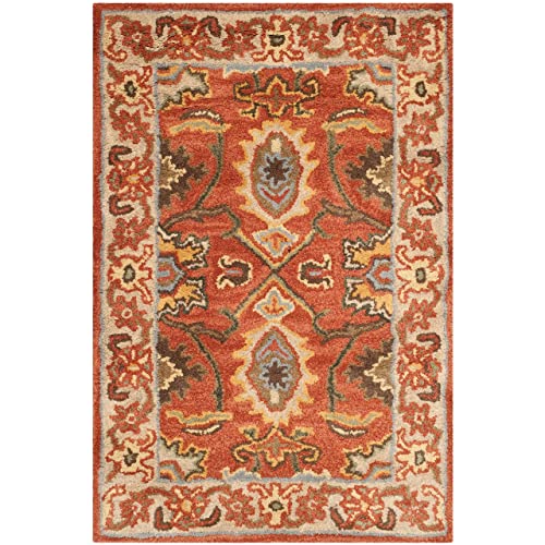 SAFAVIEH Heritage Collection 2' x 3' Rust / Beige HG734D Handmade Traditional Oriental Premium Wool Accent Rug