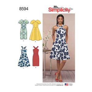 simplicity us8594rs women’s crewneck and halter dress sewing patterns, sizes 14-22