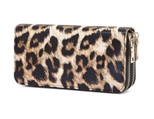 nabegum leopard travel wallet for women cheetah cow print double zipper pocket ladies purse large capacity