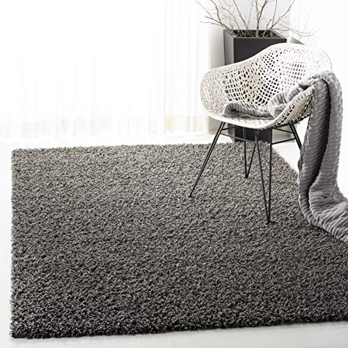 SAFAVIEH Athens Shag Collection 9' x 12' Dark Grey SGA119C Non-Shedding Living Room Bedroom Dining Room Entryway Plush 1.5-inch Thick Area Rug