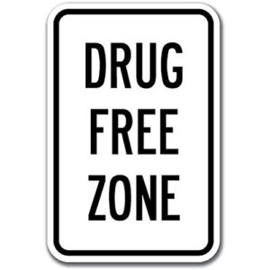 jesiceny great tin sign aluminum drug free zone sign outdoor & indoor sign wall decoration 12×8 inch