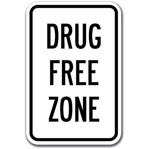 Jesiceny Great Tin Sign Aluminum Drug Free Zone Sign Outdoor & Indoor Sign Wall Decoration 12x8 INCH