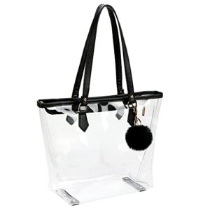 large clear bag transparent shoulder handbag with black plush pendant(black 2)