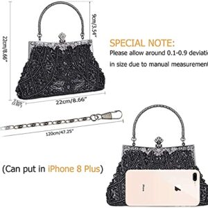 LIFEWISH 1920s Evening bags Unique Sequin Beaded Clutch Purses for Cocktail Wedding Party Prom