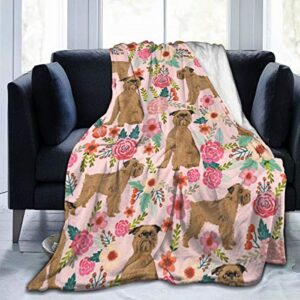 Dog Floral Blanket Super Soft Light Weight Cozy Warm Fluffy Plush Throw Blanket for Bed Couch Living Room 40x50 inch