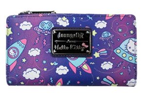 loungefly x hello kitty spaceship allover-print flap faux leather wallet (multicolored, one size)