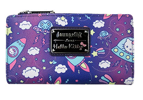 Loungefly x Hello Kitty Spaceship Allover-Print Flap Faux Leather Wallet (Multicolored, One Size)