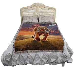 Pure Country Weavers Rising Tiger Blanket by Vincent HIE - Gift Tapestry Throw Woven from Cotton - Made in The USA (72x54)