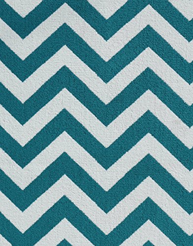 Garland Rug Large Chevron Area Rug, 5 by 7-Feet, Teal/White