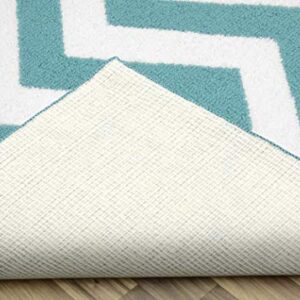 Garland Rug Large Chevron Area Rug, 5 by 7-Feet, Teal/White