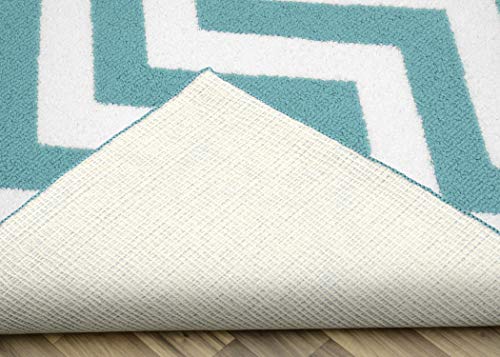 Garland Rug Large Chevron Area Rug, 5 by 7-Feet, Teal/White