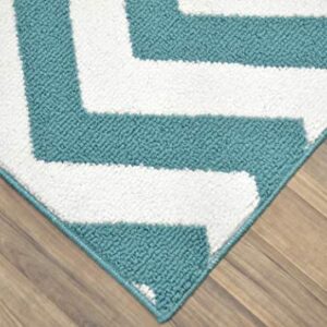 Garland Rug Large Chevron Area Rug, 5 by 7-Feet, Teal/White