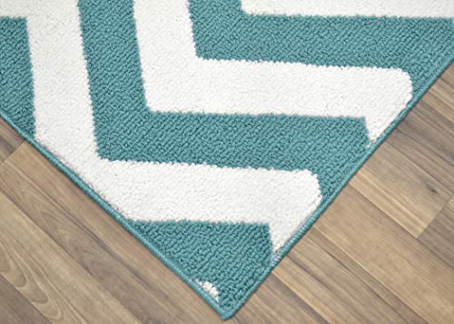 Garland Rug Large Chevron Area Rug, 5 by 7-Feet, Teal/White