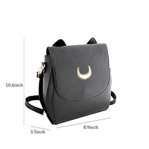 Oweisong Women Moon Sailor Purses and Handbags Cute Cat Anime Backpack Fashion Sparkling Satchel Tote Shoulder Bag