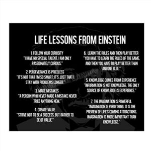 Einstein Quotes Wall Art-"Logical Life Lessons"- 8 x 10" Art Wall Print- Ready to Frame. Thinking Home Décor, Studio & Class Décor. Perfect Gift for Motivation & Inspiration with Einstein Image.