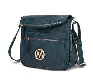mkf crossbody bag for women – pu leather expandable messenger purse – designer pocketbook handbag shoulder strap