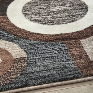 Signature Design by Ashley Guintte Modern 5 x 7 Medium Pile Multilayered Geometric Design Rug, Black, Brown & Cream