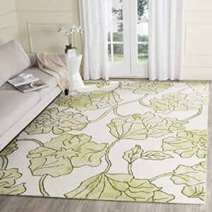 SAFAVIEH Dip Dye Collection 5' x 8' Ivory / Light Green DDY683B Handmade Floral Watercolor Premium Wool Area Rug