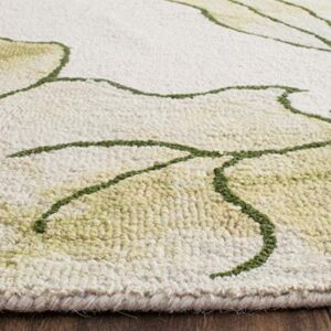 SAFAVIEH Dip Dye Collection 5' x 8' Ivory / Light Green DDY683B Handmade Floral Watercolor Premium Wool Area Rug