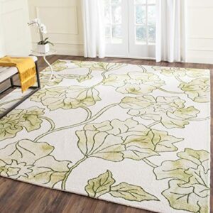 SAFAVIEH Dip Dye Collection 5' x 8' Ivory / Light Green DDY683B Handmade Floral Watercolor Premium Wool Area Rug