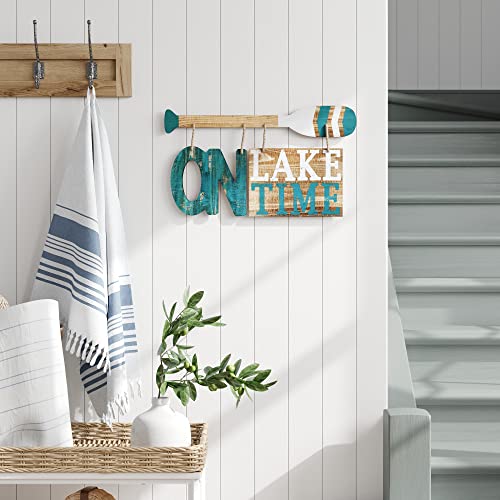 Barnyard Designs 'On Lake Time' Lake House Decor for the Home, Hanging Lake Wall Decor Lake Sign, Lake House Sign for Lake House Kitchen, Rustic Lake Decor for Home, 23.5" x 13"