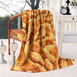 chicken nuggets throw blanket for teens boys girls and adults soft warm cozy funny food midweight flannel blankets for couch sofa bed camping travel home decor 50″ x 60″