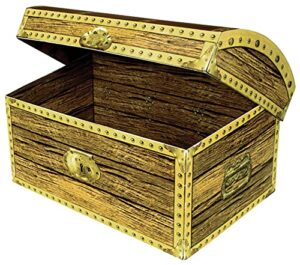 beistle novelty three dimensional treasure chest treat box pirate theme party favors, 8″ x 5½” x 5½”, multicolored
