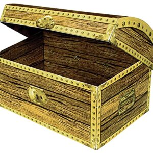 Beistle Novelty Three Dimensional Treasure Chest Treat Box Pirate Theme Party Favors, 8" x 5½" x 5½", Multicolored