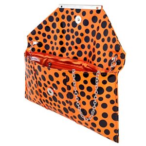 Polka Dot Patent Envelope Clutch, Orange