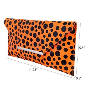 Polka Dot Patent Envelope Clutch, Orange