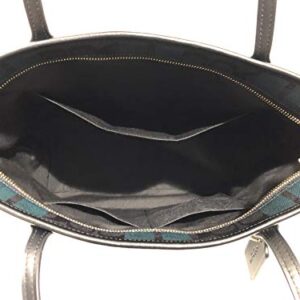 Coach Cross Grain Leather City Zip Tote Bag Purse (IM/Black Deep Ocean Multi)