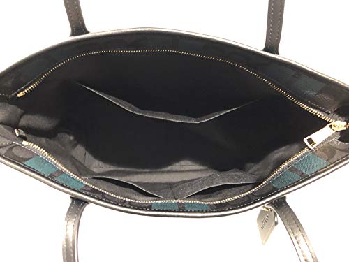 Coach Cross Grain Leather City Zip Tote Bag Purse (IM/Black Deep Ocean Multi)