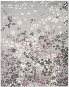 safavieh adirondack collection 8′ x 10′ light grey / purple adr115m floral non-shedding living room bedroom dining home office area rug