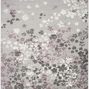 SAFAVIEH Adirondack Collection 8' x 10' Light Grey / Purple ADR115M Floral Non-Shedding Living Room Bedroom Dining Home Office Area Rug