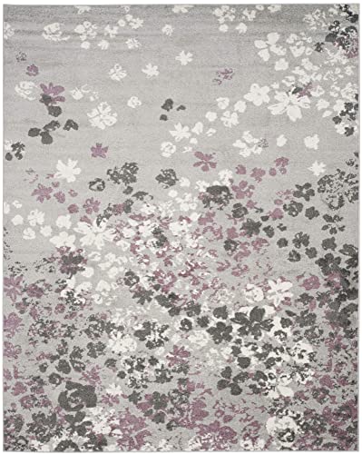 SAFAVIEH Adirondack Collection 8' x 10' Light Grey / Purple ADR115M Floral Non-Shedding Living Room Bedroom Dining Home Office Area Rug