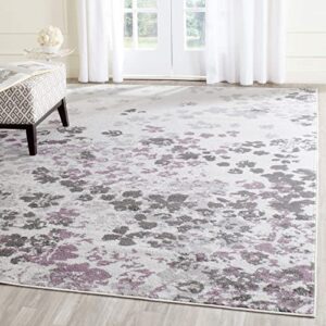 SAFAVIEH Adirondack Collection 8' x 10' Light Grey / Purple ADR115M Floral Non-Shedding Living Room Bedroom Dining Home Office Area Rug