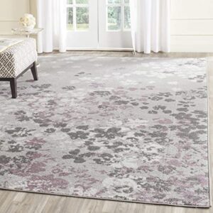 SAFAVIEH Adirondack Collection 8' x 10' Light Grey / Purple ADR115M Floral Non-Shedding Living Room Bedroom Dining Home Office Area Rug