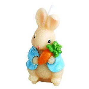 flyparty children’s birthday candles with greeting card,handmade adorable cute animal baby shower cake topper candle, wedding festival zoo theme party favors decorations (bunny)